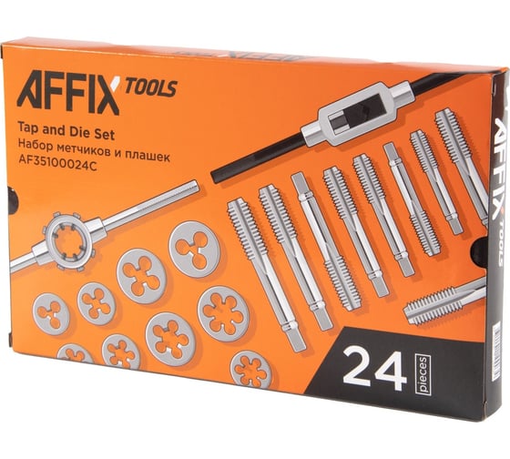 Набор метчиков и плашек AFFIX SK-5 M5-M12, кейс, 24 предмета AF35100024C