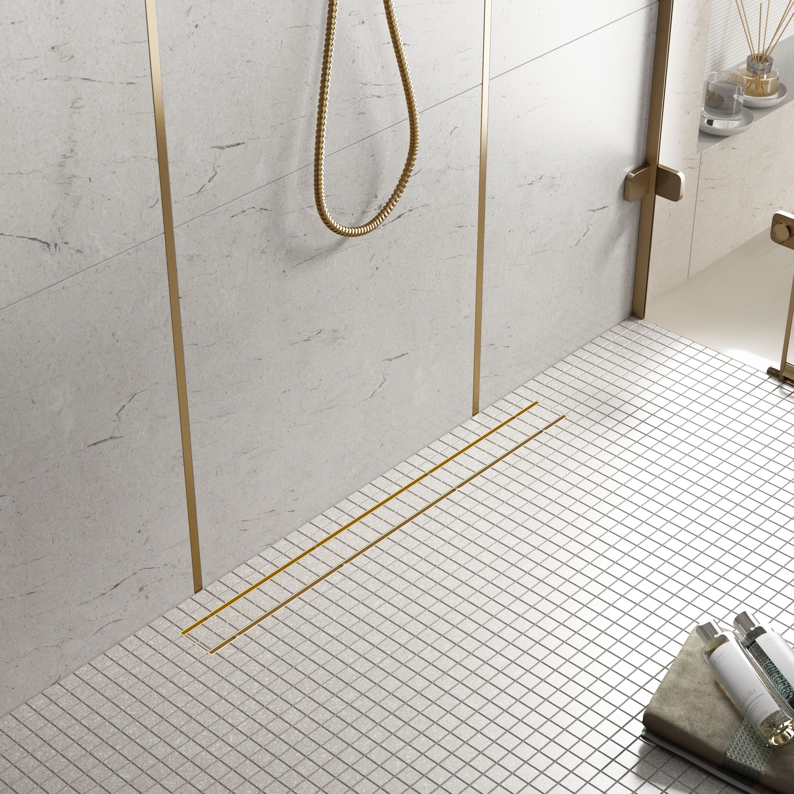 Трап для душа Timo Drain System 1000 DS230210/17 100 см, вставка Plate, матовое золото