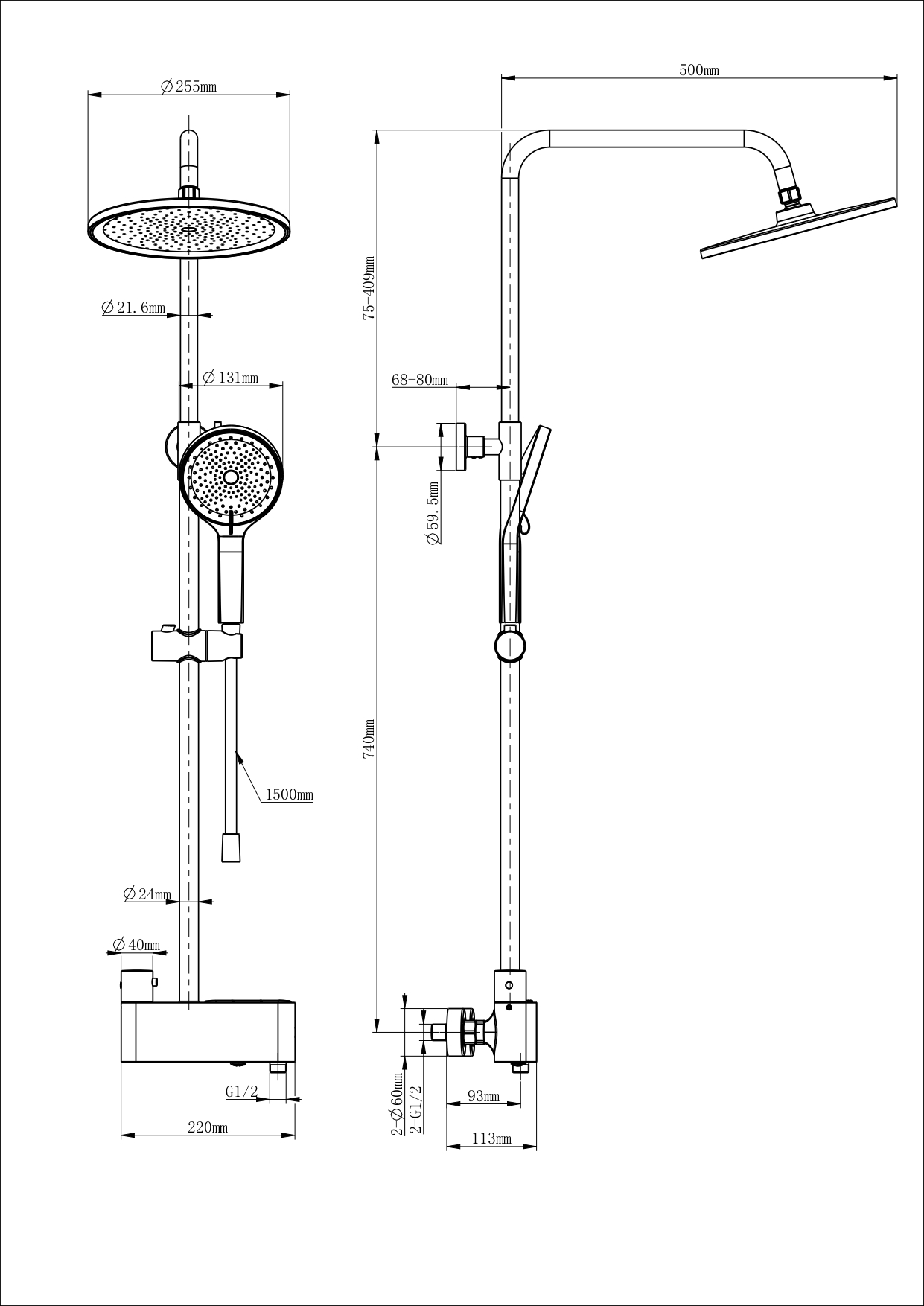 Душевая стойка Wonzon&Woghand Muse Corno WW-B3110-MW термостат, белый матовый