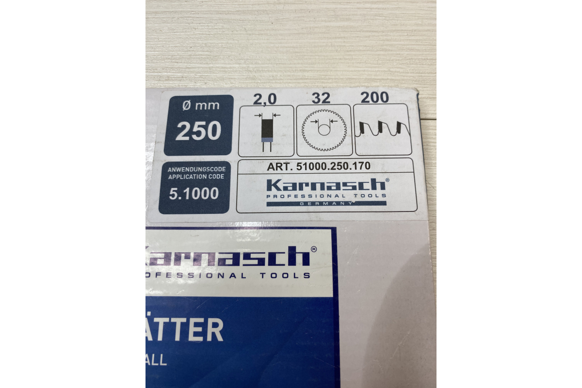 Диск пильный из быстрорежущей стали HSS-DMo5 (250х2х32 мм; Z=200 BW) Karnasch 5.1000.250.170