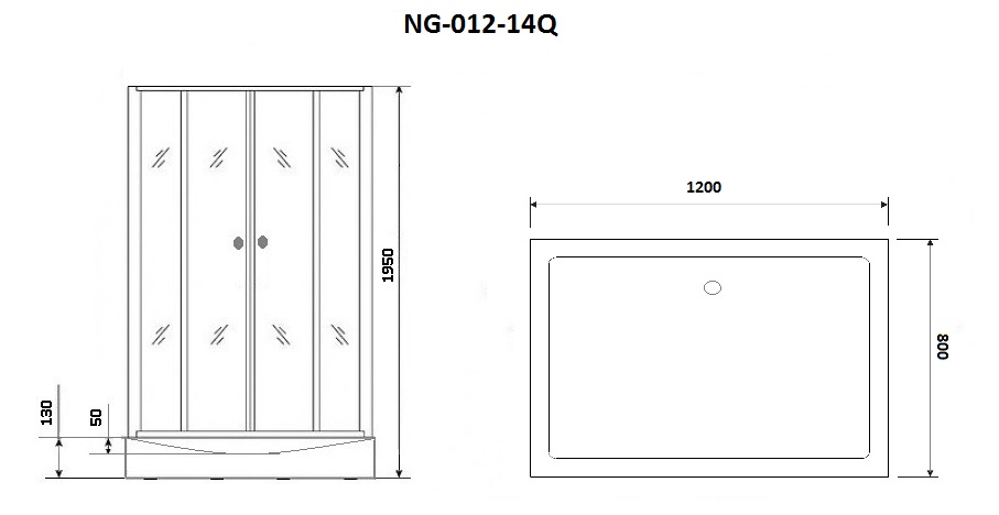 Душевой уголок Niagara Eco NG- 012-14Q BLACK 120x80 мозаика, с поддоном