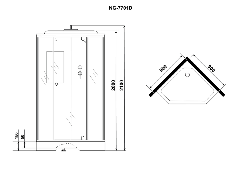 Душевая кабина Niagara Luxe NG-7701DM 90x90 мрамор