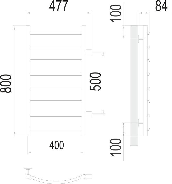 Полотенцесушитель водяной Terminus Классик П8 400x800 БП500, 4670078530233