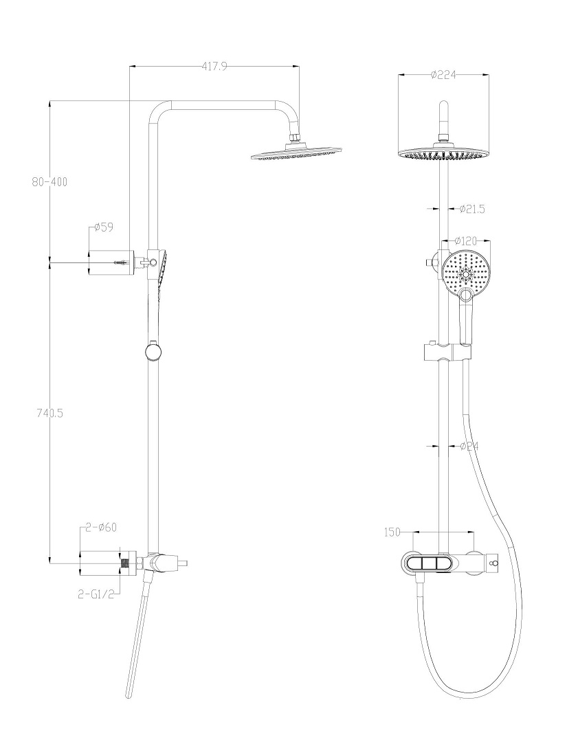 Душевая стойка Wonzon&Woghand Muse Corno WW-A30653-MW белый матовый