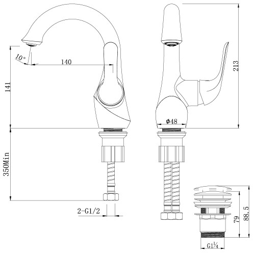 Смеситель для раковины Lemark Swan LM5406BG черный/золото