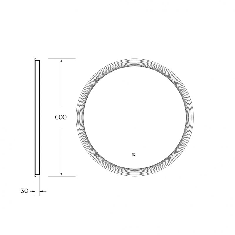 Зеркало Cezares Eco 60x60 см с подсветкой CZR-SPC-ECO-600-LED-TCH