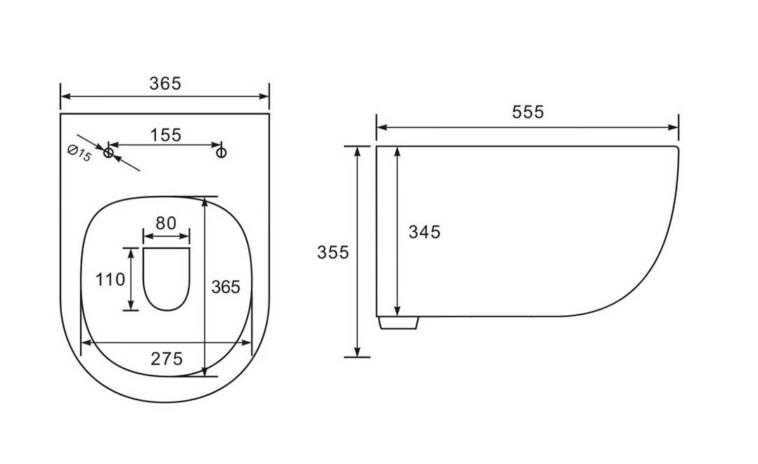 Подвесной унитаз Vincea Evo VT1-34 555x365x355 безободковый