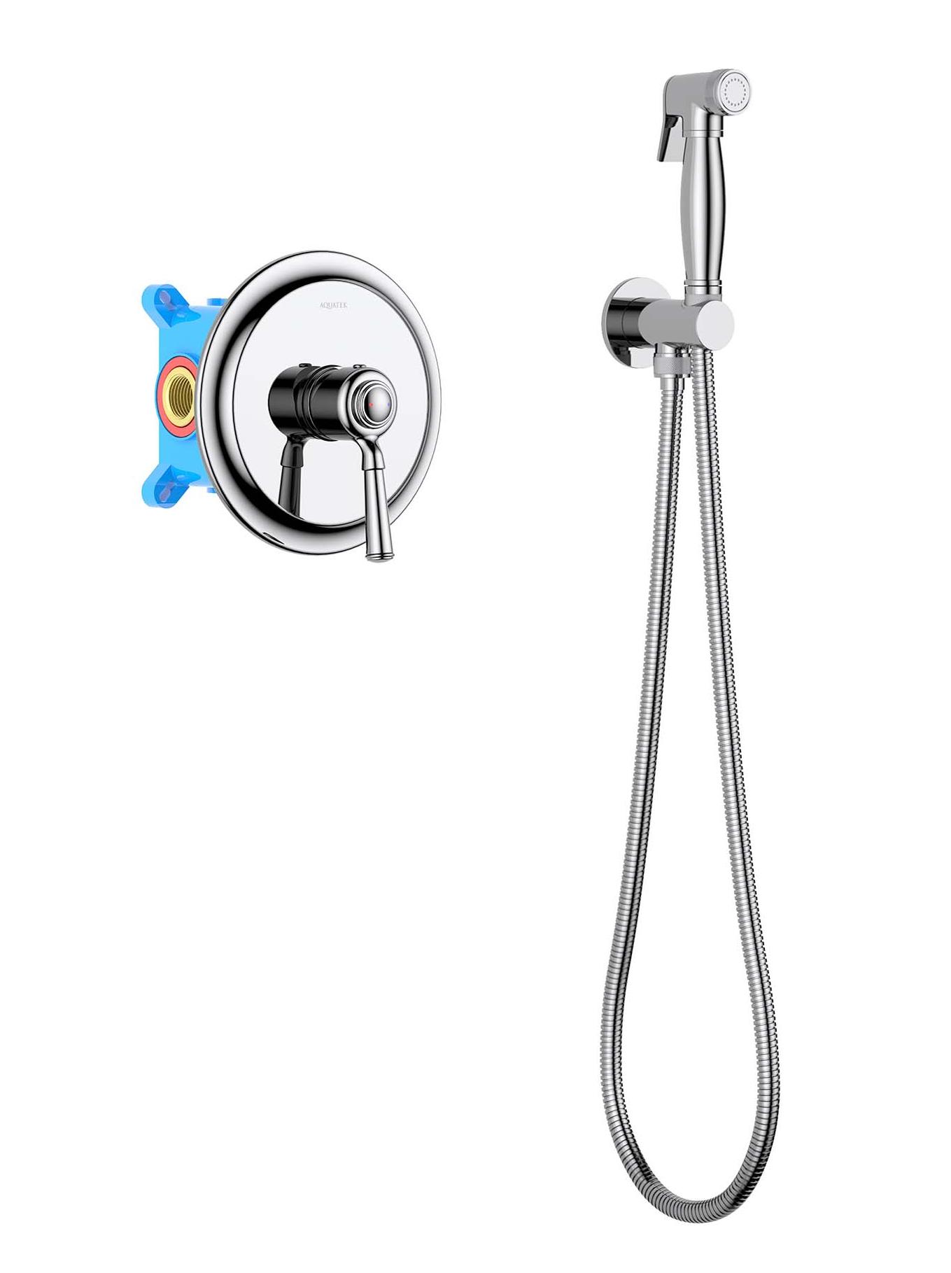 Смеситель Aquatek Классик AQ1519CR с гигиеническим душем, хром