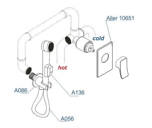 Смеситель для биде WasserKRAFT Aller A106156 со шлангом 100 см