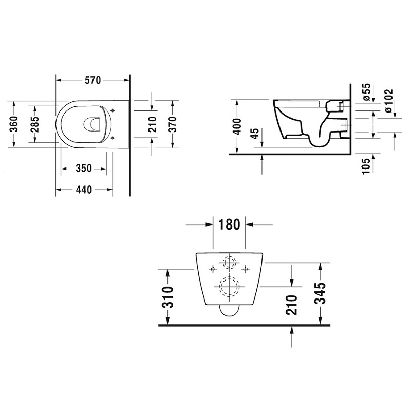 Подвесной унитаз Duravit ME by Starck Rimless (с крышкой SoftClose) 45290900A1