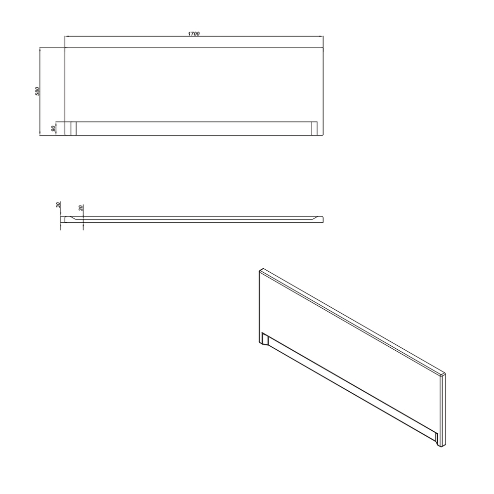 Фронтальная панель Cersanit Universal PA-TYPE1*170 170 см