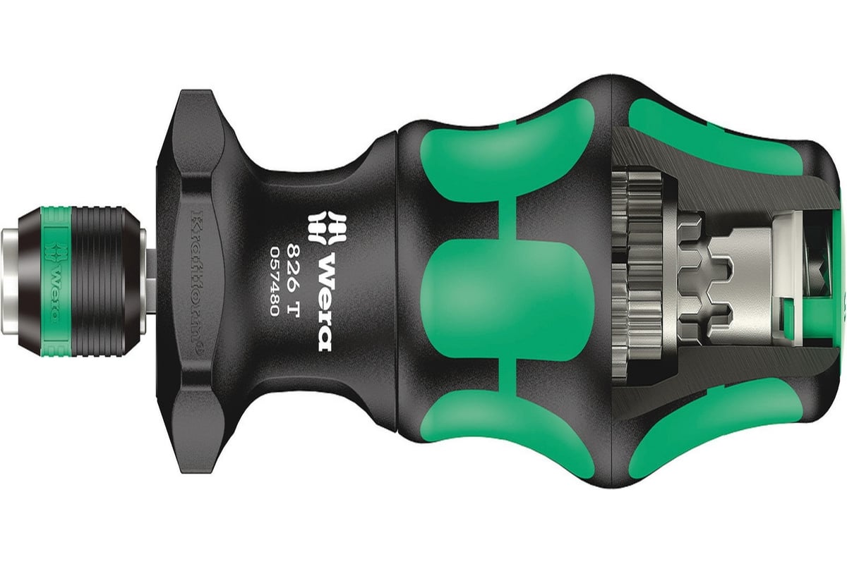 Ручка-держатель WERA 826 T Kraftform Turbo быстрозажимной патрон Rapidaptor, 1/4 x 146 мм WE-057480