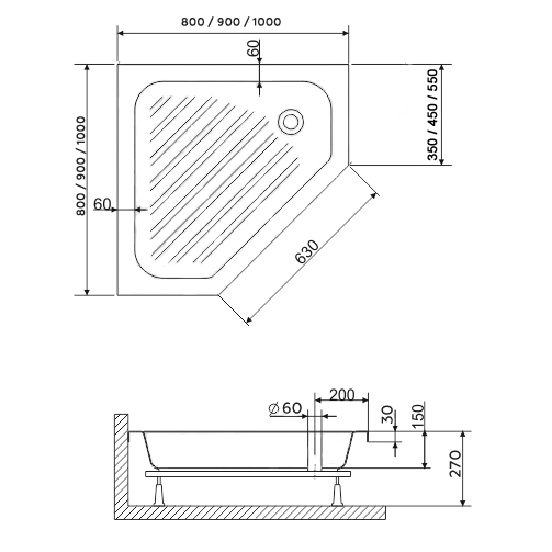 Поддон для душа RGW BT/CL-S-A 100x100