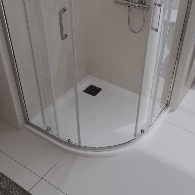 Поддон для душа BelBagno TRAY-MR-UNO-R-80-550-35-W-NO 80x80 белый, накладка черный