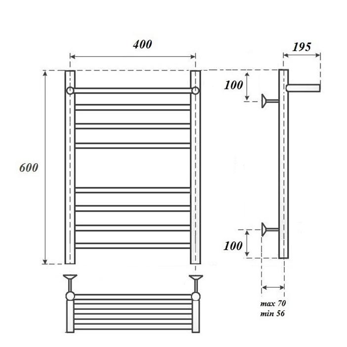 Полотенцесушитель электрический Point PN10146SPE П7 40x60 с  полкой, хром