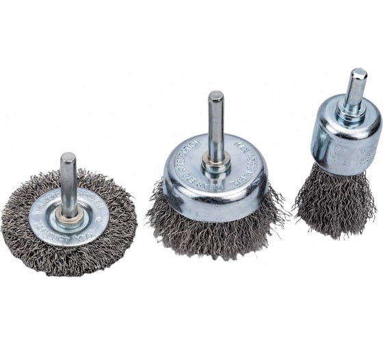 Набор щеток проволочных для дрели 3 шт, 1/4" Intertool BT-0300