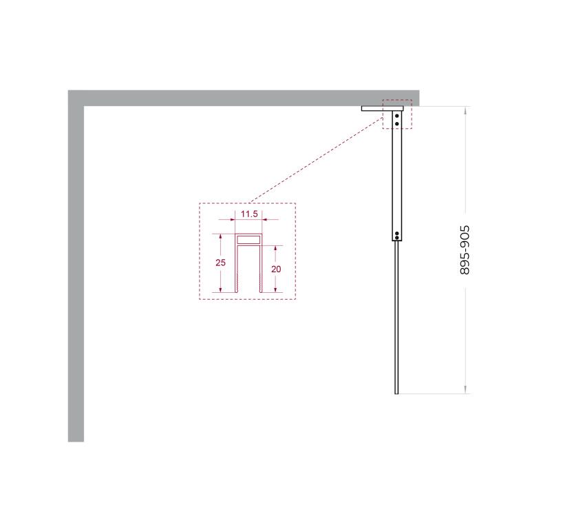 Душевая перегородка Belbagno UNO-L-1-TB-90-BR-Cr 90x200 бронза, хром
