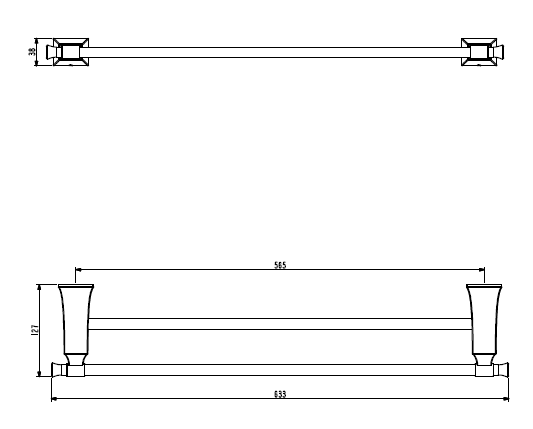 Полотенцедержатель Art&Max Genova AM-M-035-CR 60 см двойной, хром