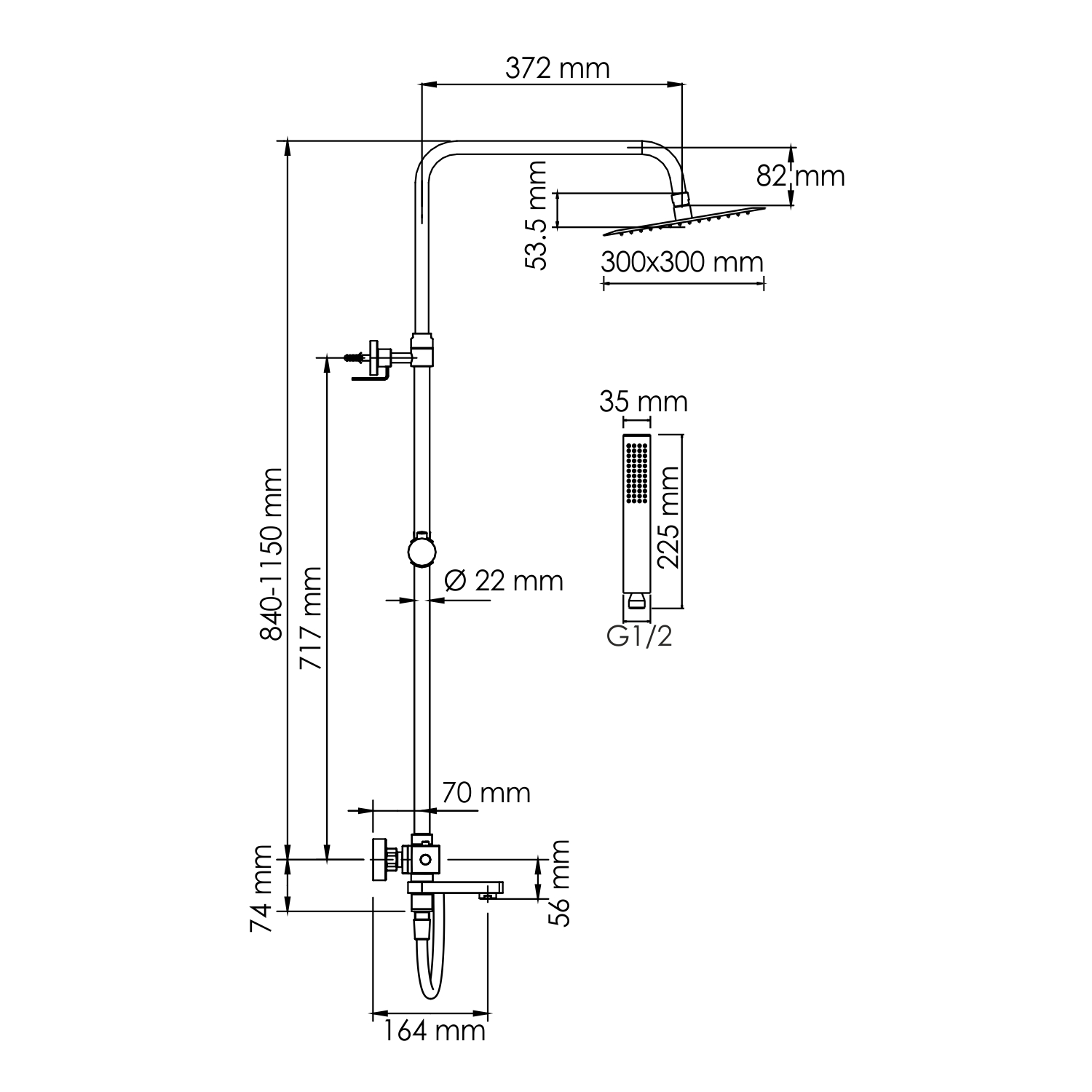 Душевая стойка WasserKRAFT A199.118.103.087.CH Thermo с термостатом, хром