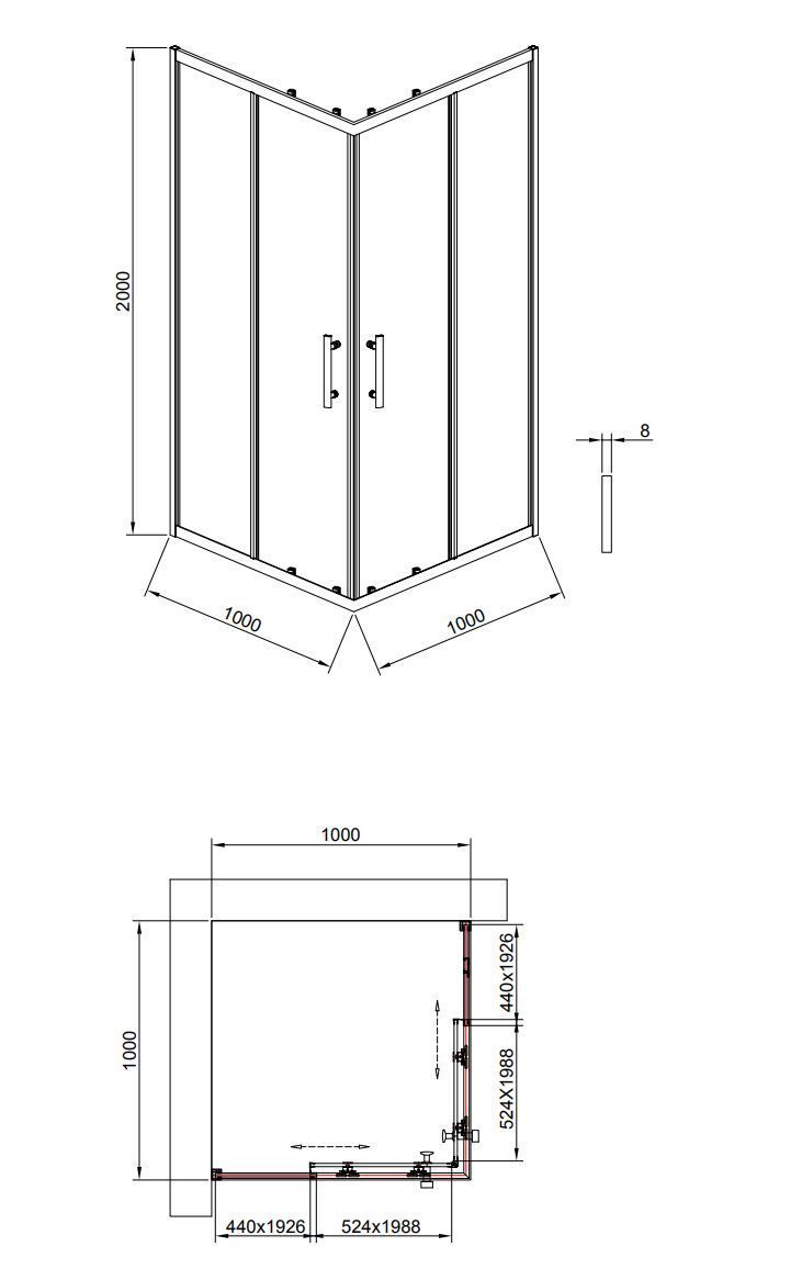 Душевой уголок Timo TKSS-100/03C-8 100x100 прозрачный, черный T41