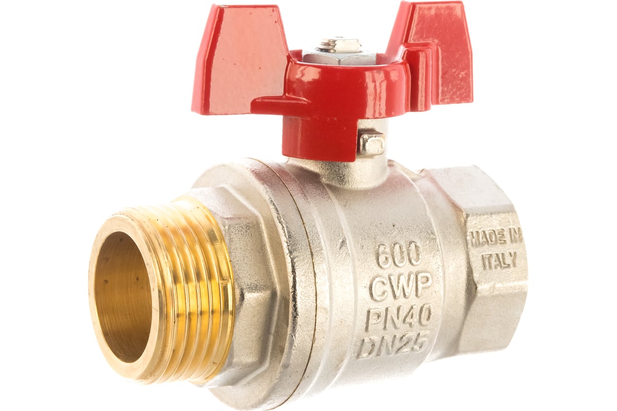Шаровой кран RUB 1" DN25 PN40, ВР-НР, серия MILANO (S.90), бабочка S90F26