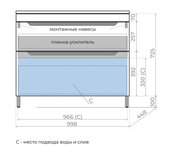 Мебель для ванной Style Line Остин 100 см напольная, белый матовый