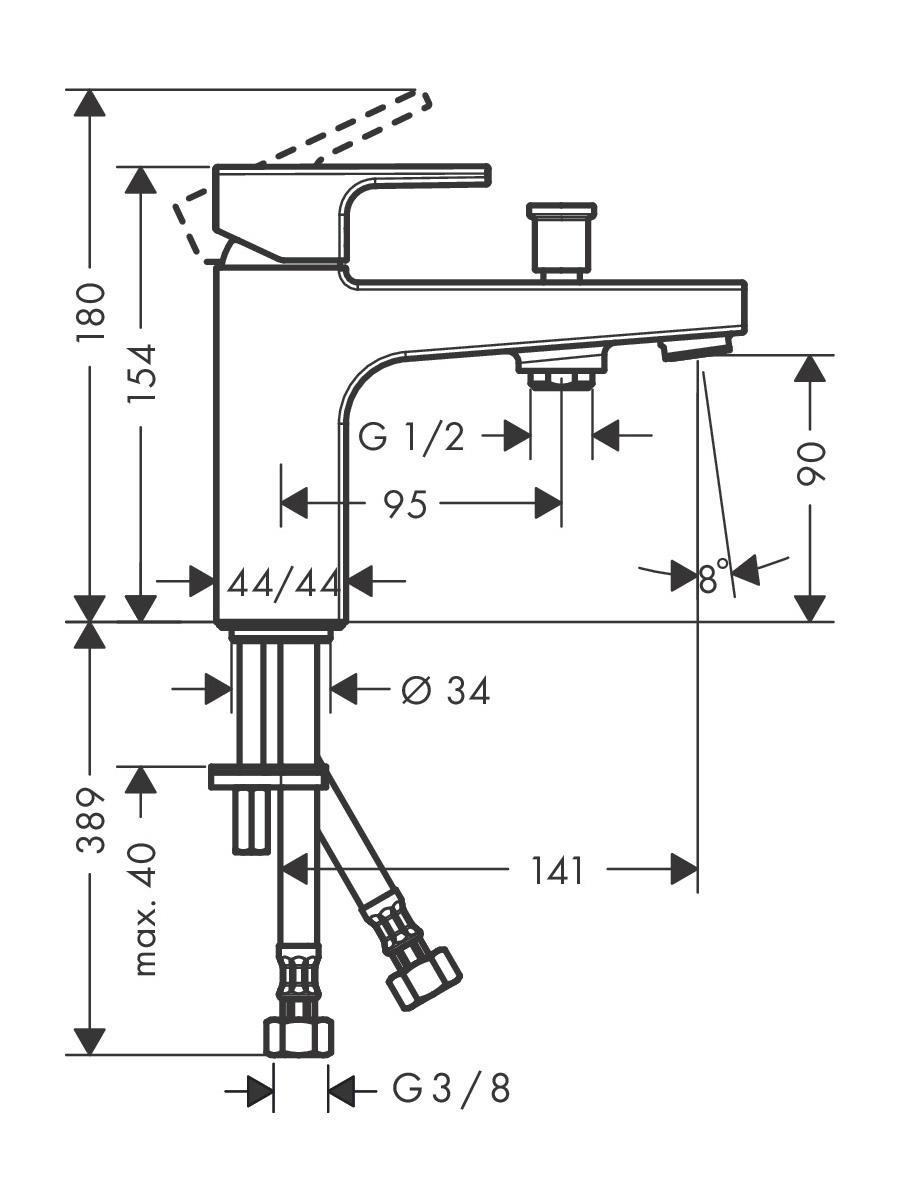 Смеситель на борт ванны Hansgrohe Vernis Shape 71463000 хром