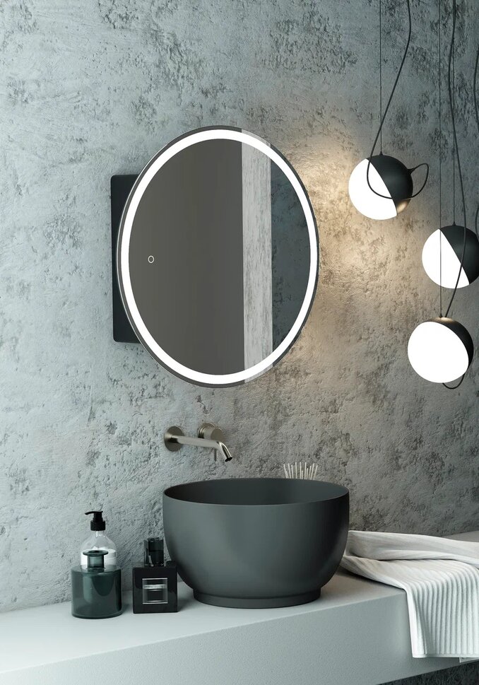 Зеркальный шкаф Континент Torneo LED 60x60 с подсветкой, черный МВК068