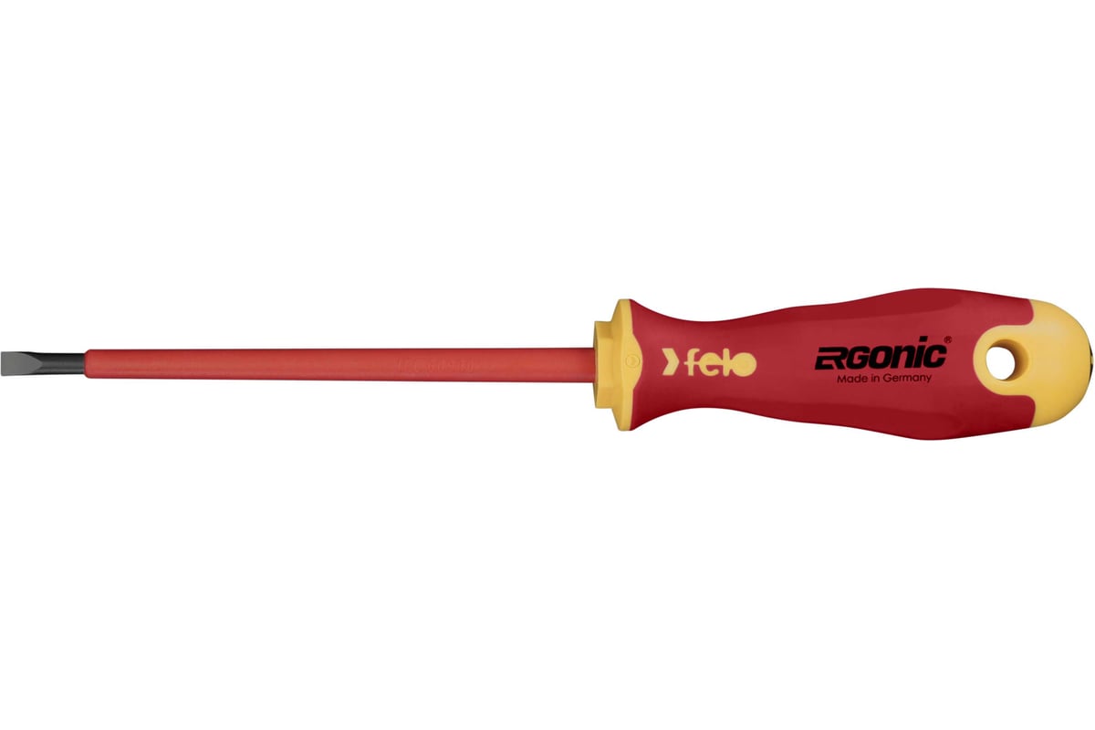 Диэлектрическая отвертка Felo Ergonic 5,5х1,0х125 плоская шлицевая 41305590