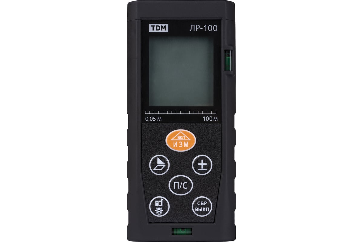 Лазерная рулетка TDM ЛР-100 дальность 100 м, точность 2 мм, подсветка, IP54, 2хAAA, “Алмаз” SQ1018-0203