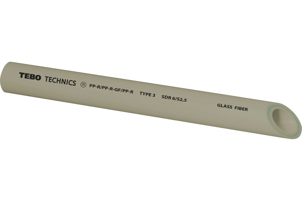 Труба TEBO PPR 25x4,2мм SDR6 армированная стекловолокном 4м серый 031010403