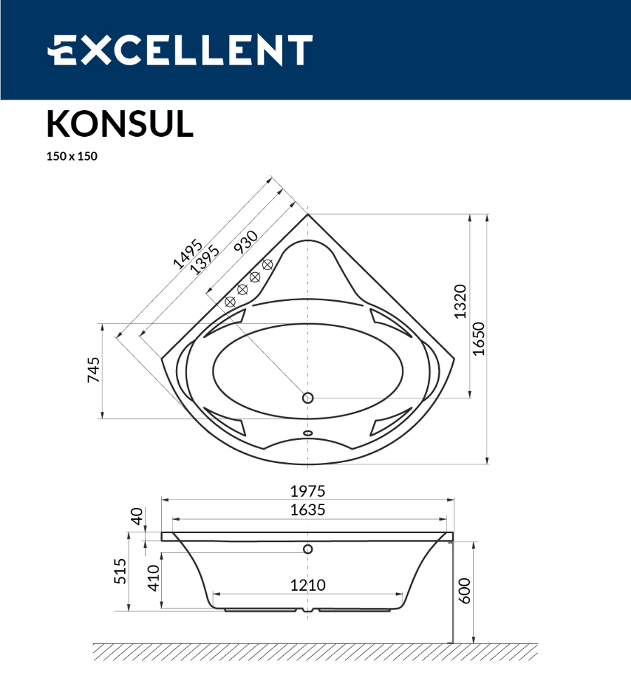 Акриловая ванна Excellent Konsul 150x150