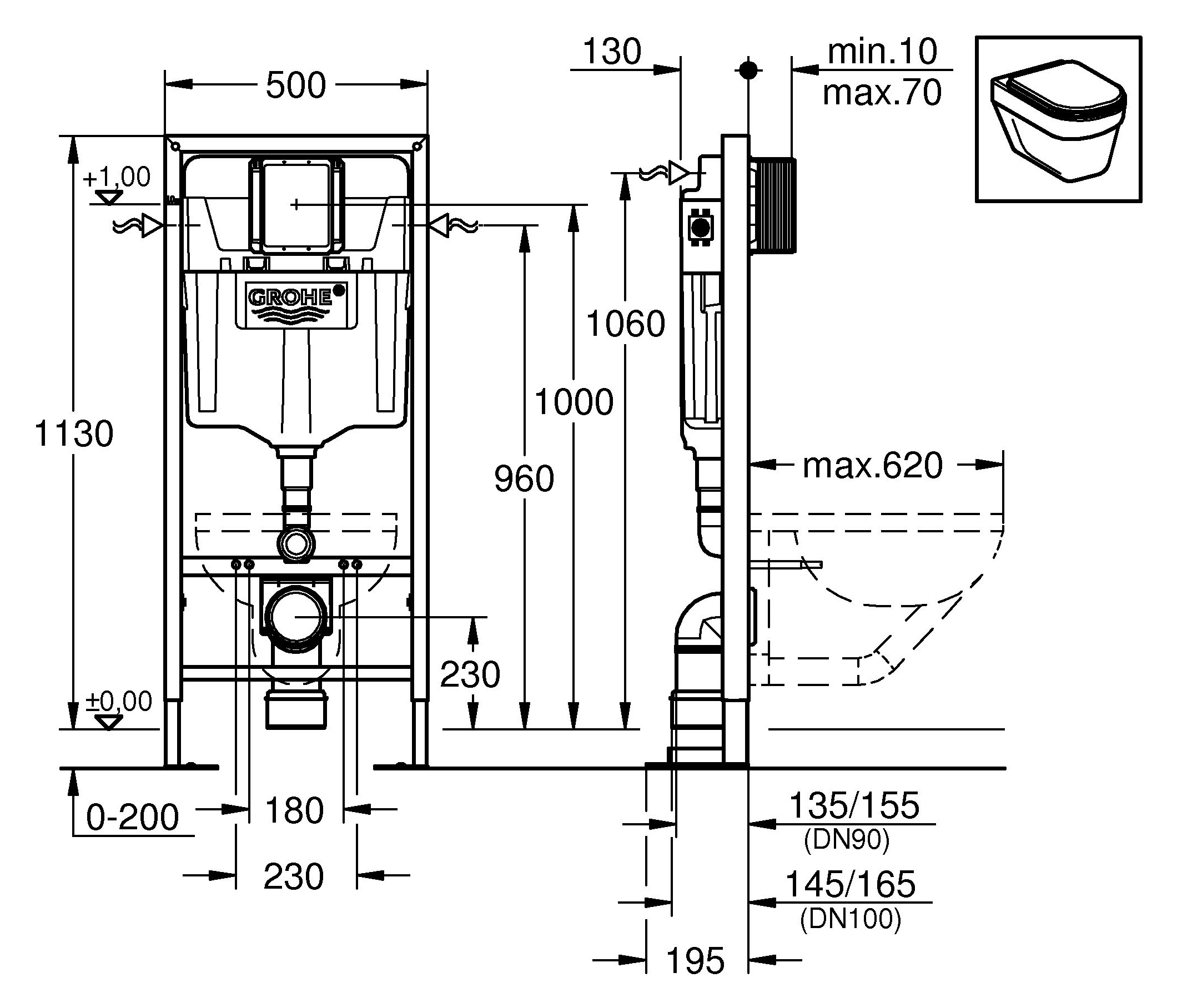 Инсталляция для унитаза Grohe Rapid SL 38584001