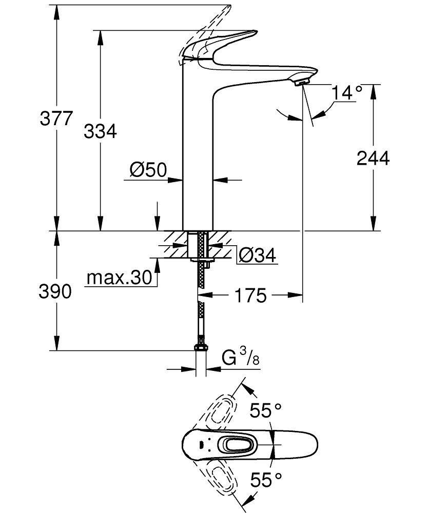 Смеситель для раковины Grohe Eurostyle New 23570LS3