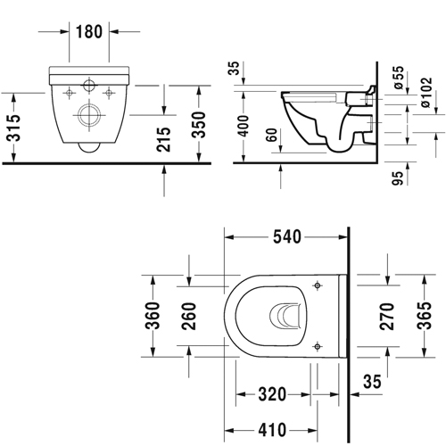 Подвесной унитаз Duravit Starck 3 Rimless (с крышкой SoftClose) 45270900A1