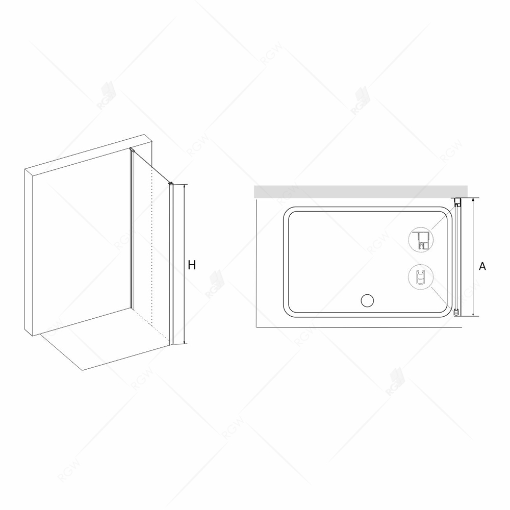 Боковая стенка RGW Z-12 100x185 хром, прозрачное