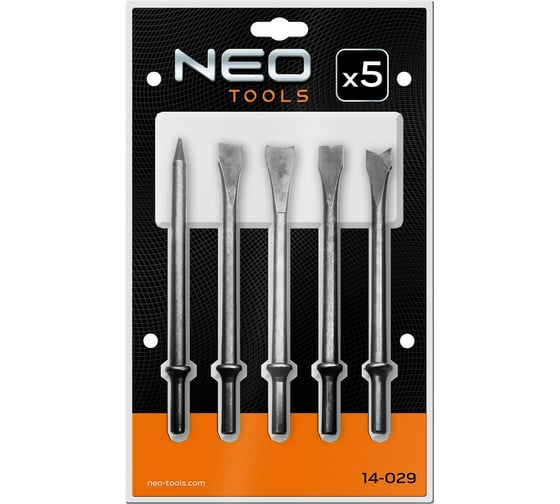 Зубило набор 5 шт для пневматического молотка Neo Tools 14-029