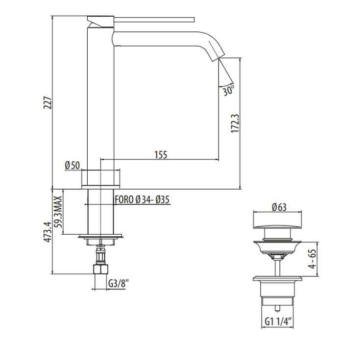 Смеситель для раковины Gattoni Circle Two 9146/91NO черный матовый