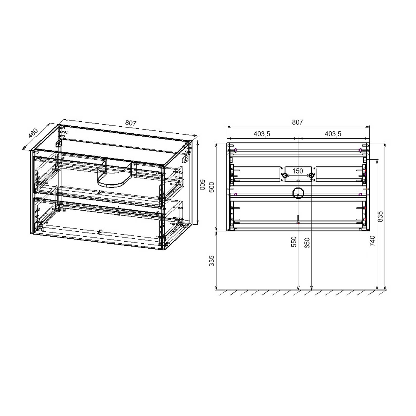 Тумба с раковиной Vincea Gio new 80 см C.Oak