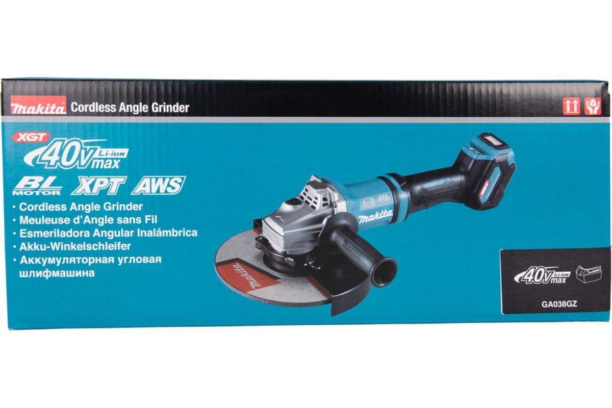Аккумуляторная угловая шлифовальная машина Makita XGT BL 40В, 230 мм, GA038GZ
