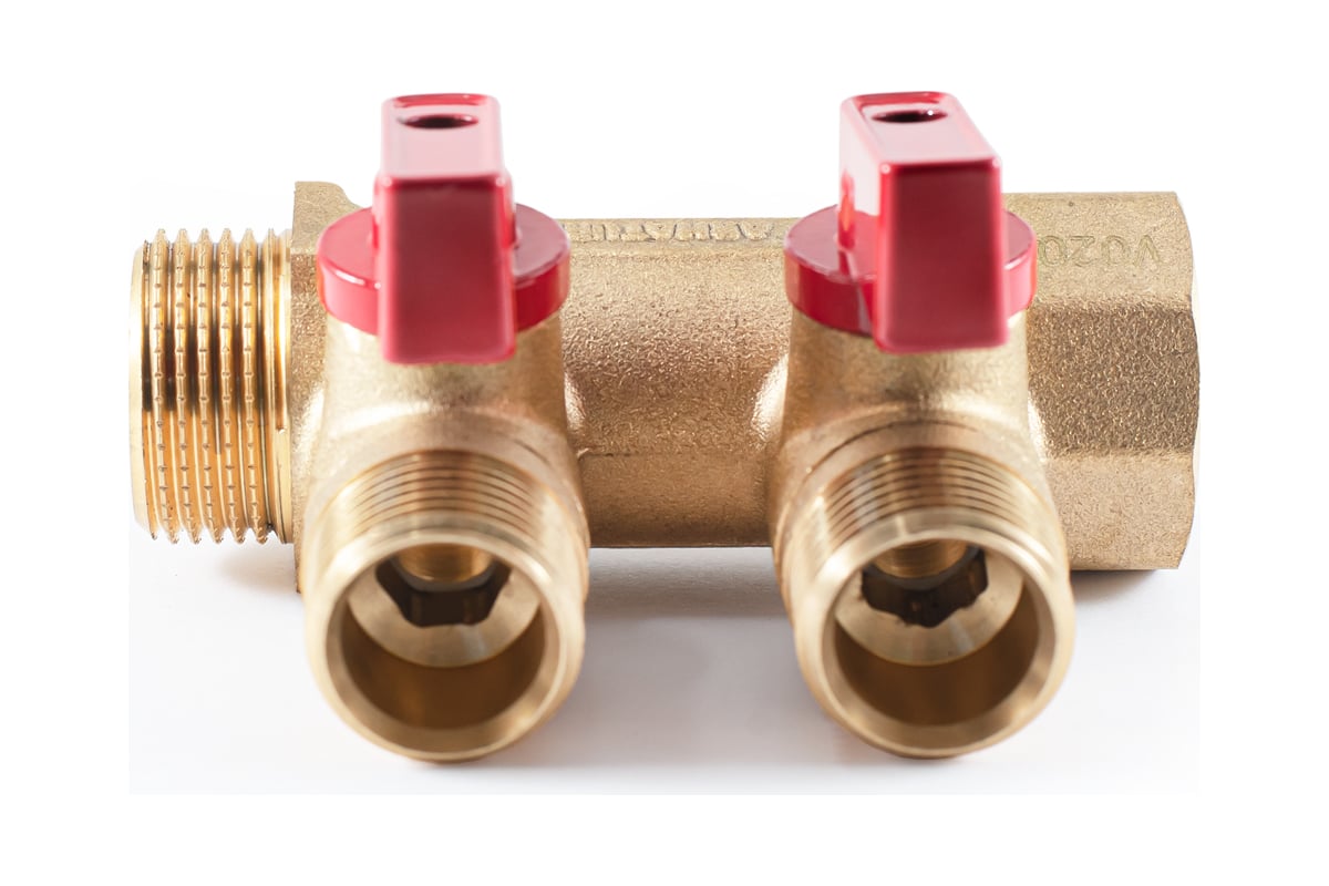 Коллектор с шаровыми кранами PROFACTOR в/н 3/4" х 2 вых 1/2"нар PF MV 264.2