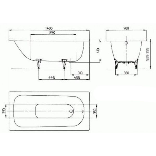 Стальная ванна Kaldewei Saniform Plus 360-1 140x70 см, арт. 111500010001