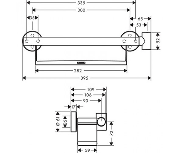 Поручень Hansgrohe Comfort 26328400 с полочкой