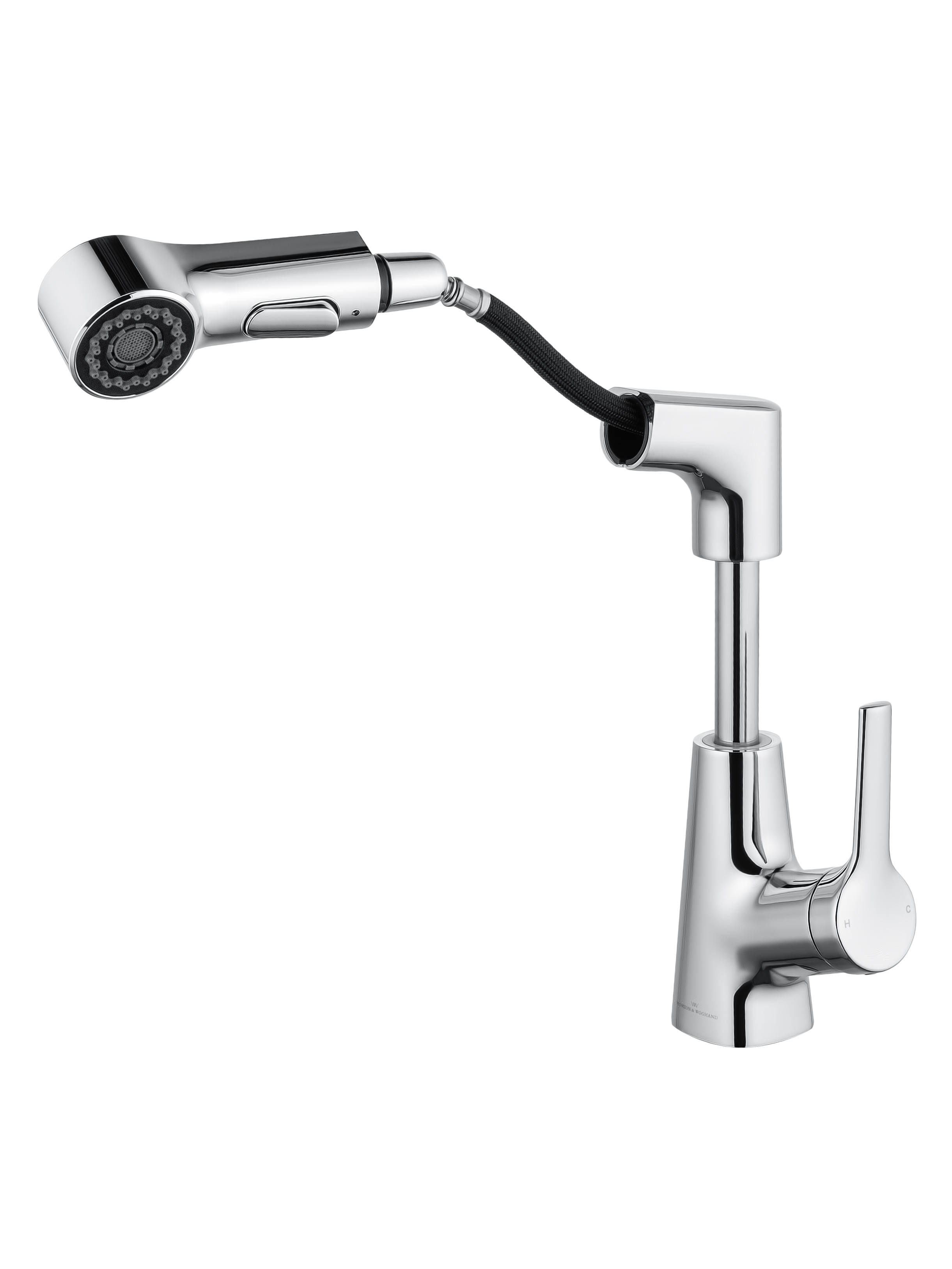 Смеситель для раковины Wonzon&Woghand WW-121B108-CR выдвижной излив, хром