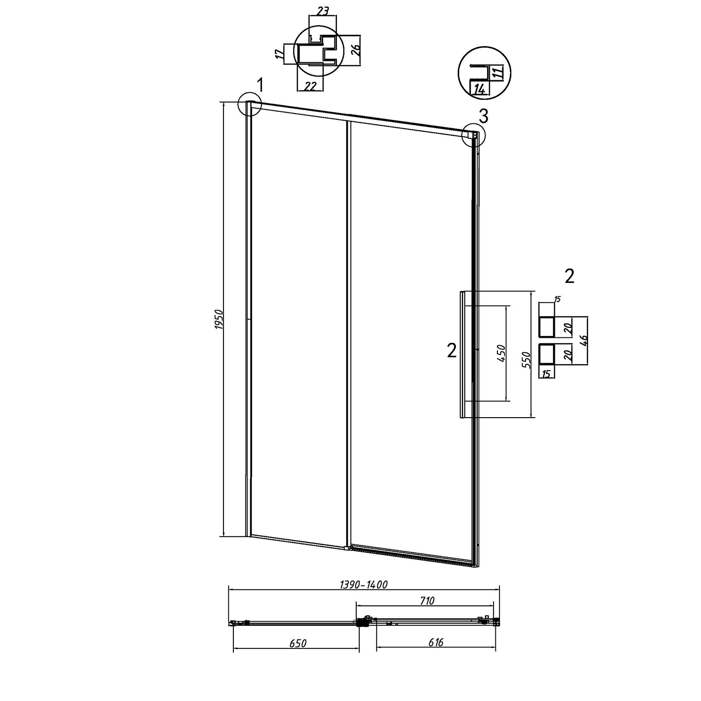 Душевая дверь Grossman Galaxy 140x195 тонированное, черный матовый 100.K33.01.140.21.10