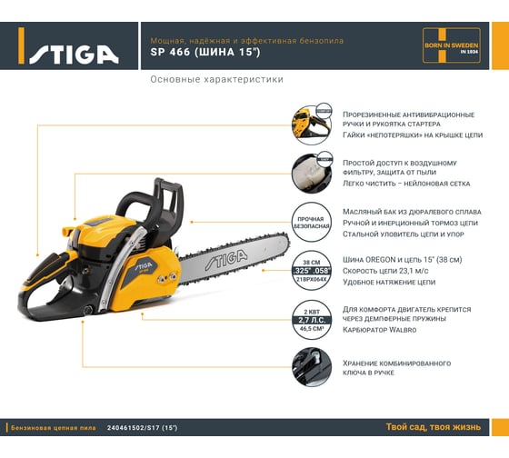 Бензопила Stiga SP 466 15" 240461502/S17