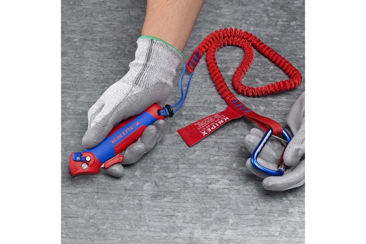 Нож для кабеля Knipex с "пяткой", с трещоткой, 146 мм, 2К ручка KN-1650145SB