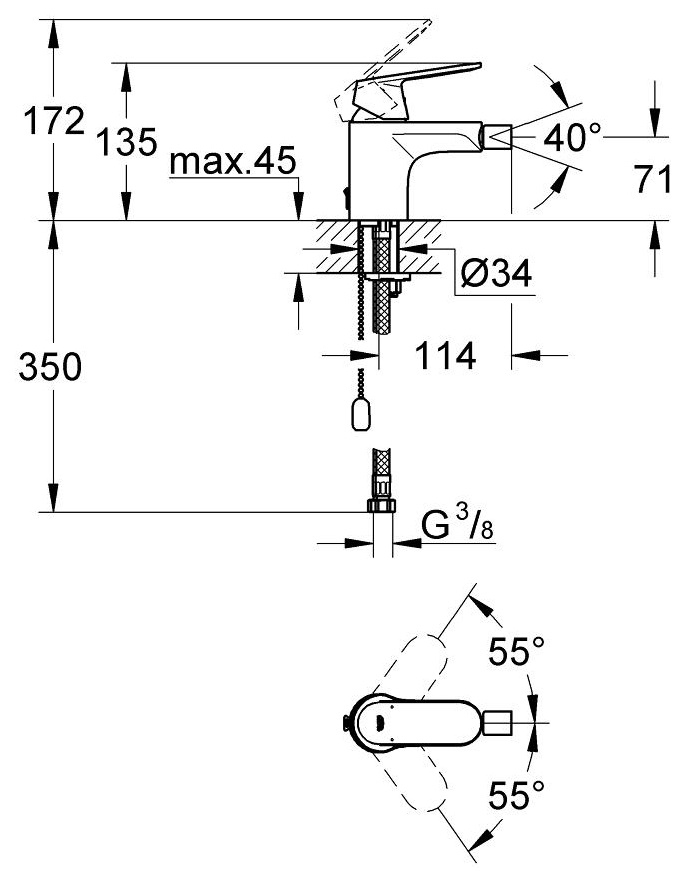 Смеситель для биде Grohe Eurosmart Cosmopolitan 32840000