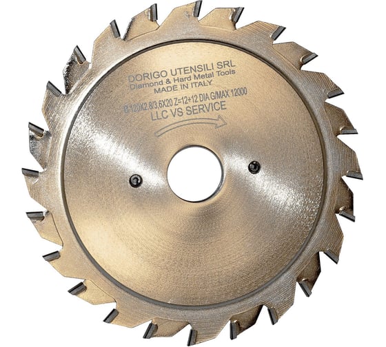 Диск пильный DORIGO подрезной регулируемый PCD 120x2.8-3.6x22 z.12+12 h6 IRD.01.0246A.A012