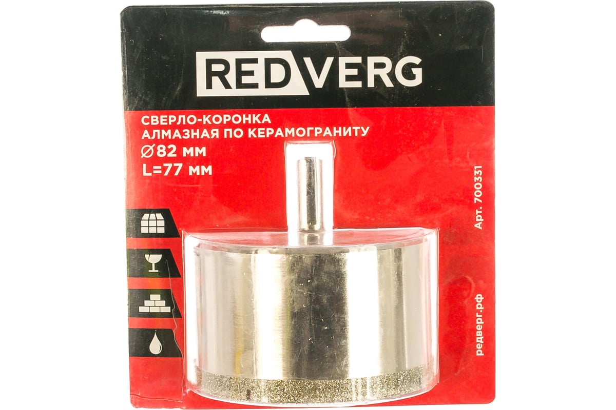 Сверло-коронка алмазная по керамограниту 82 мм Redverg 6627094